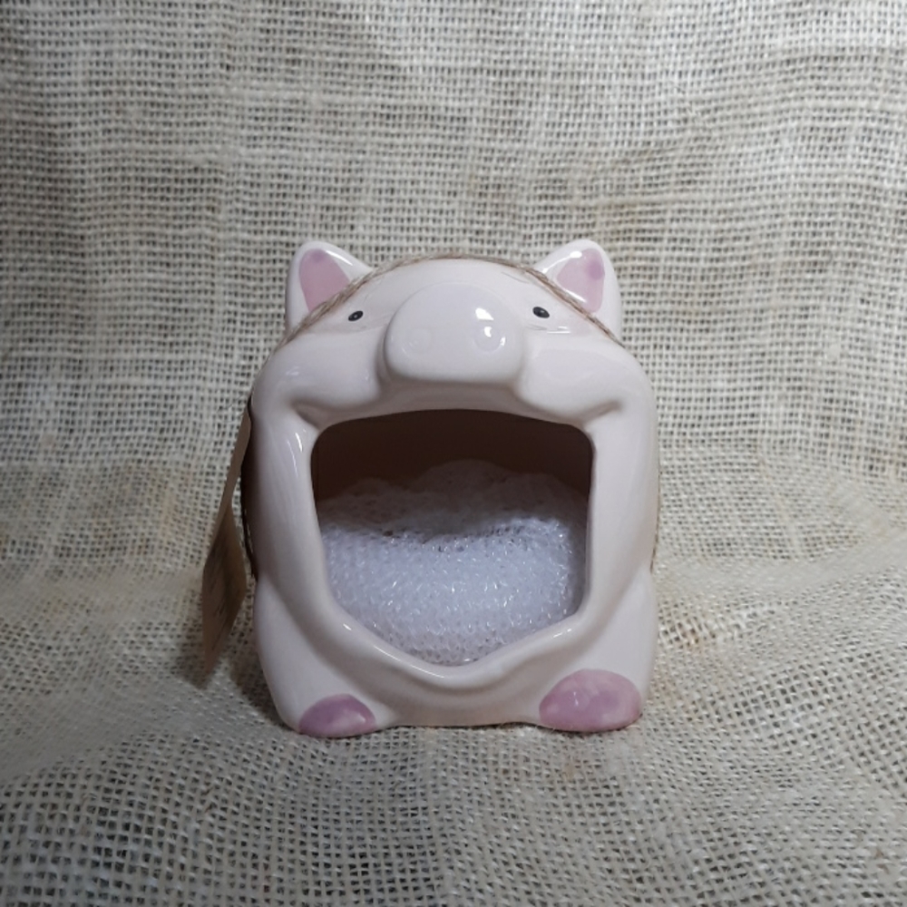 Pig  farm theme Dish scour scrubber holder NWT